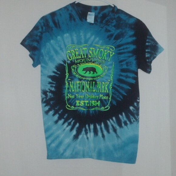 Very cool and colorful Great Smoky Mountains tie dye T-shirt - New - Size small - Picture 1 of 5